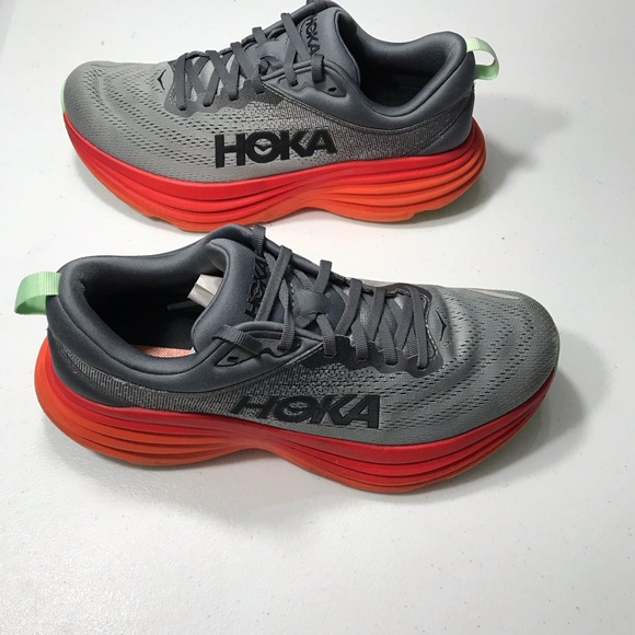 Hoka Men's Gray and Red Athletic Shoes Size 8.5D SB-D - Picture 3 of 7